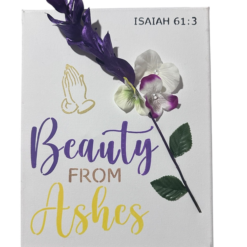 Inspirational Canvas Art with Purple plant